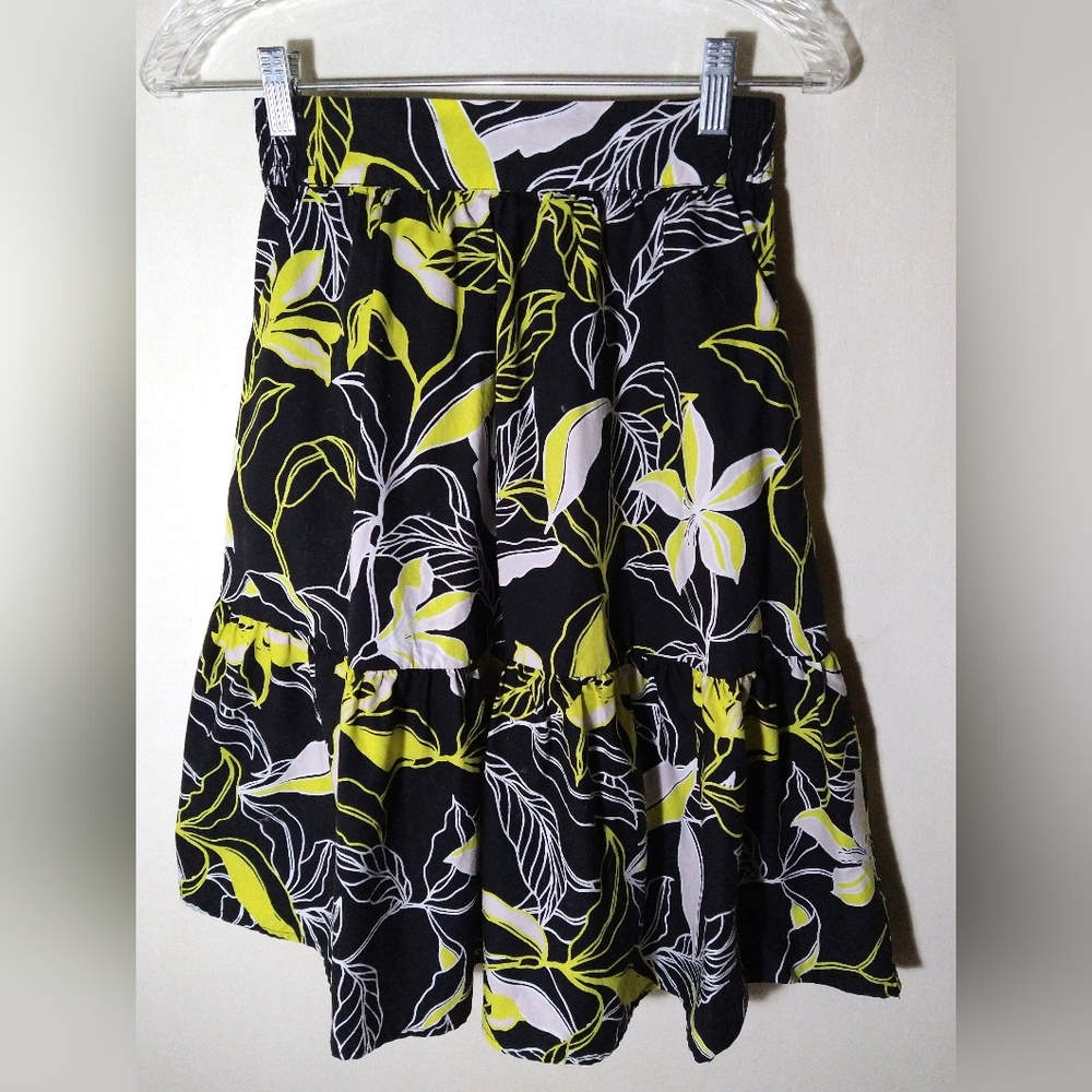 SPLENDID WOMEN'S MISSES BLACK YELLOW WHITE SKIRT SIZE X-SM COTTON STRETCH NWOT